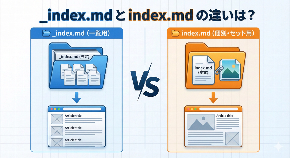 【Hugo入門】「_index.md」と「index.md」(Page Bundle)の違いと使い分け