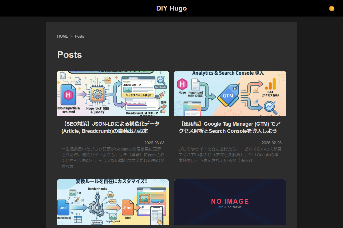 記事一覧ページのプレビュー画面