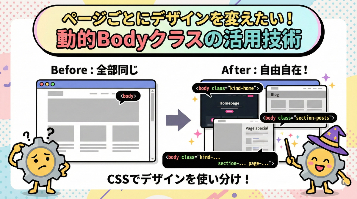 【Hugoカスタマイズ】ページごとにデザインを変える！動的Bodyクラスの活用技術
