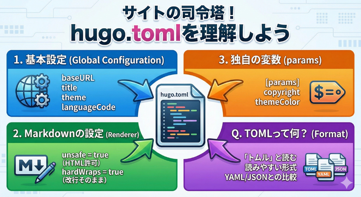 【Hugo設定】hugo.toml (config.toml) の基本と便利な設定項目