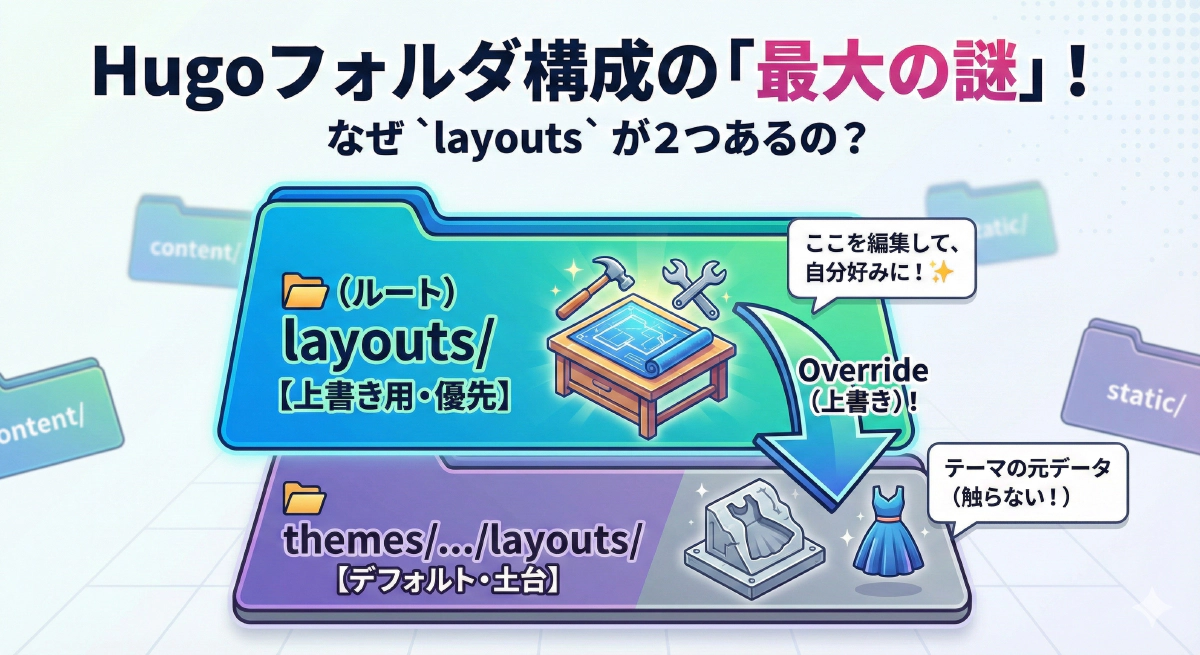 【Hugoテーマ開発】layoutsフォルダのファイル構成と各テンプレートの役割