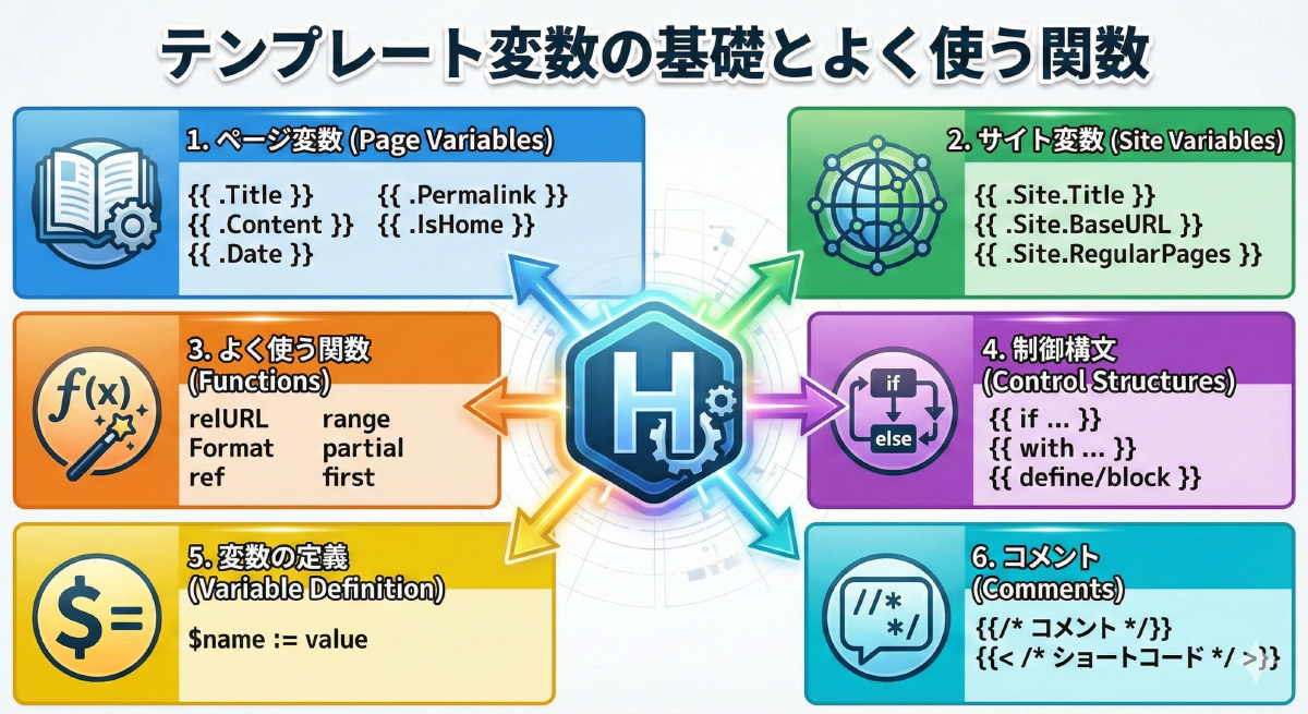【Hugo入門】テンプレート変数の基礎とよく使う関数一覧